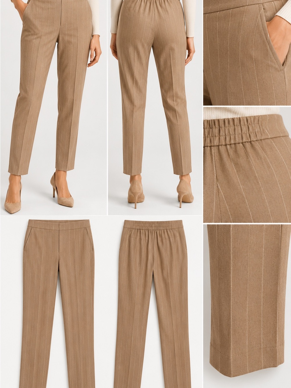 MARELLA NWT Camel Pinstripe Tailored Ankle Trousers